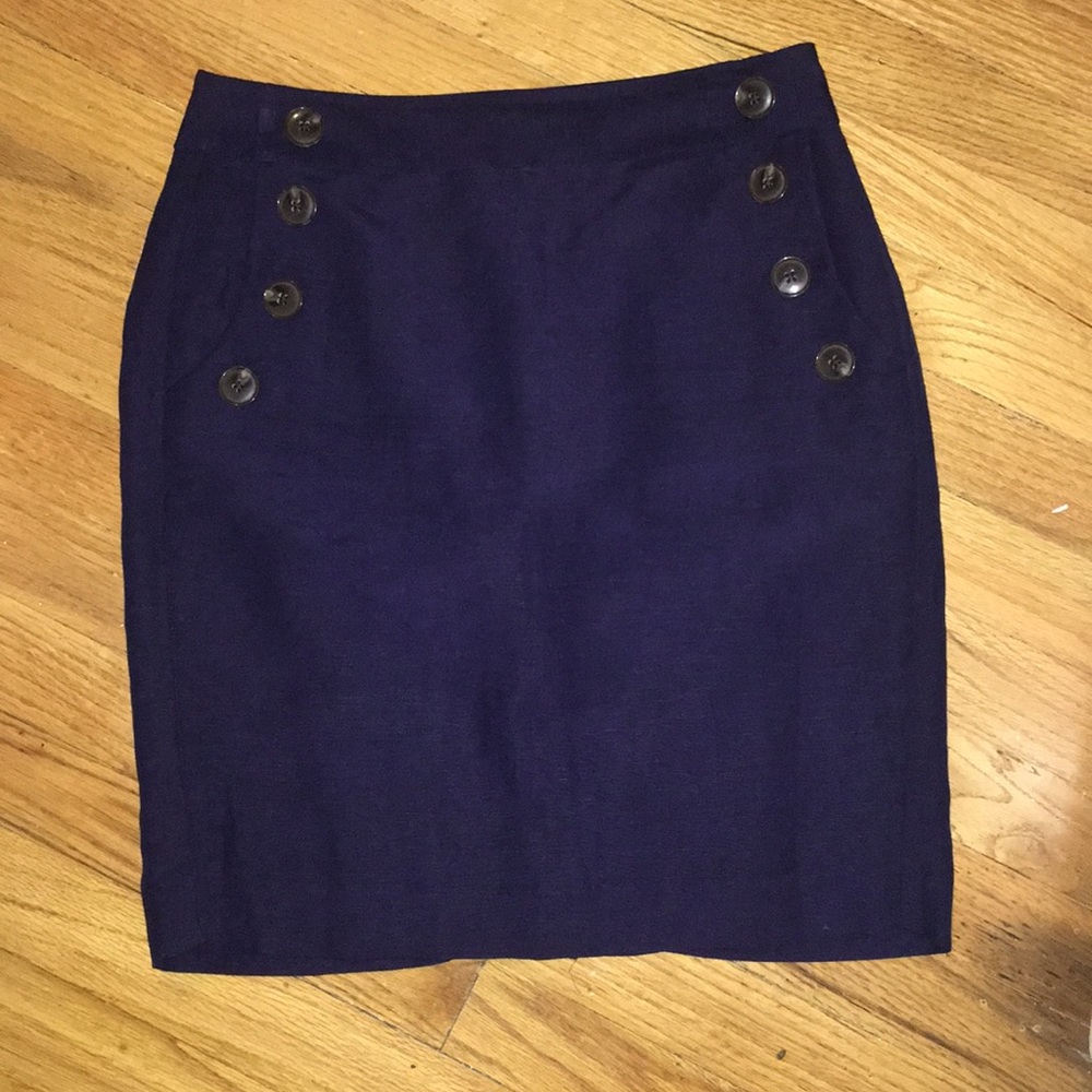 Loft Navy Blue Pencil Skirt with Buttons size 2P